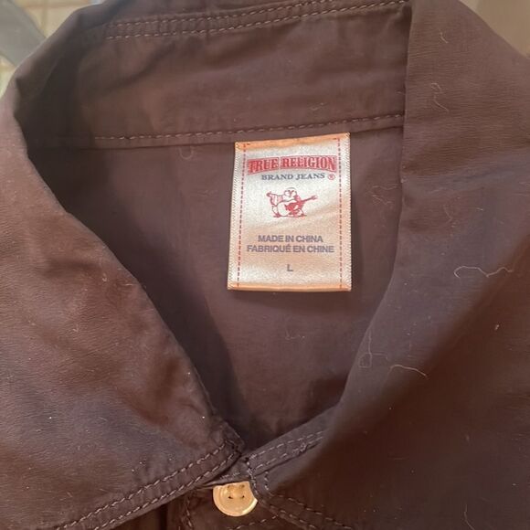 True Religion shirt black large logo on the pocket 100 cotton very nice - Picture 2 of 9